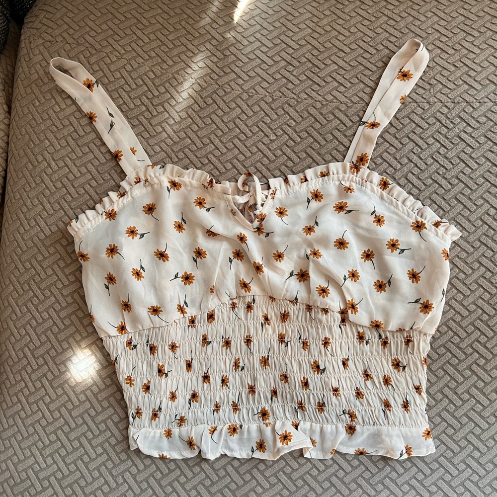 Sienna Sky Cream Smocked Tie Front Tank Top